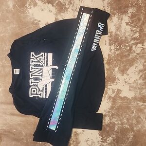 PINK VS Black Sequin Leggings and Bling Dog Top. Size: S,M